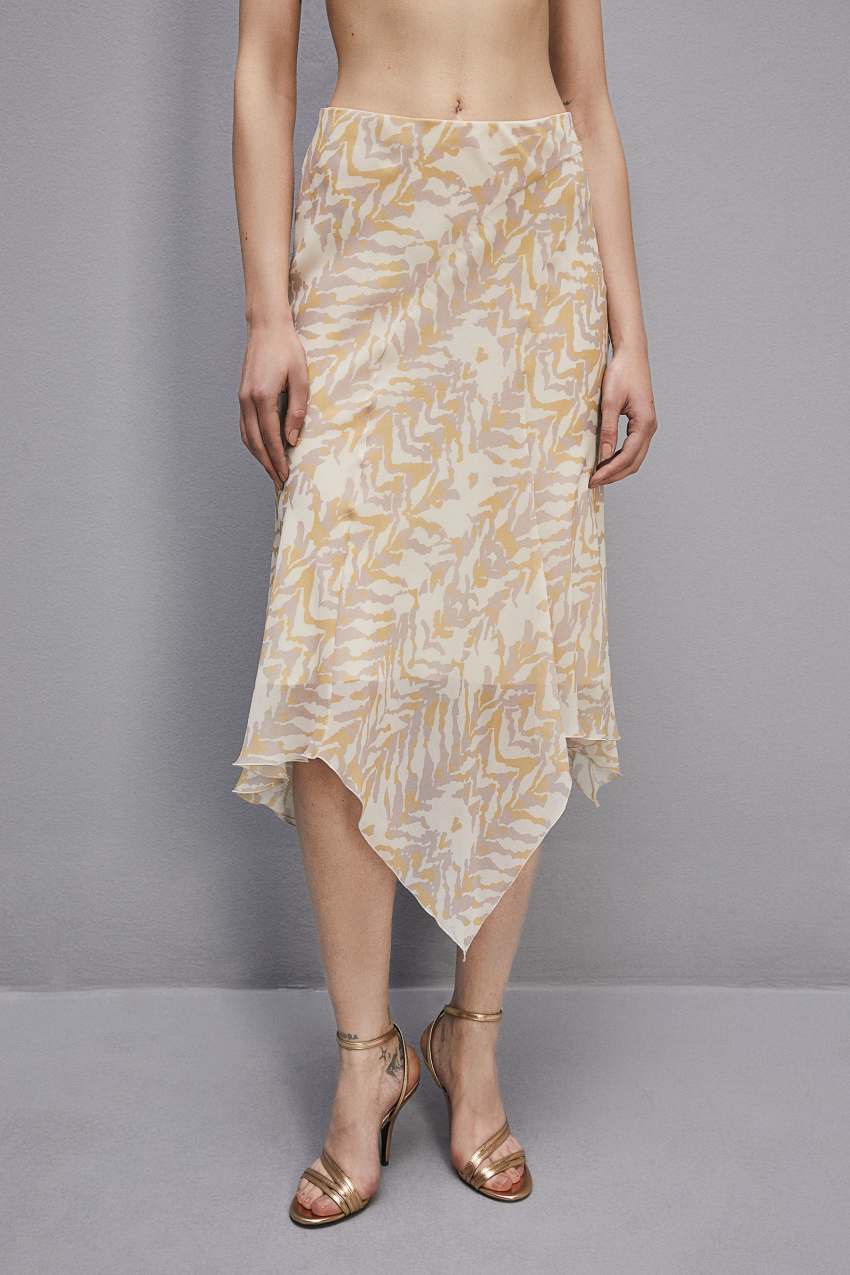 Patrizia Pepe Asymmetrical Chiffon Skirt Gekleurd | 0183SIUWX