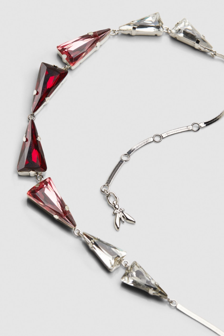 Patrizia Pepe Brass And Glass Necklace Roze | 4987QURTI