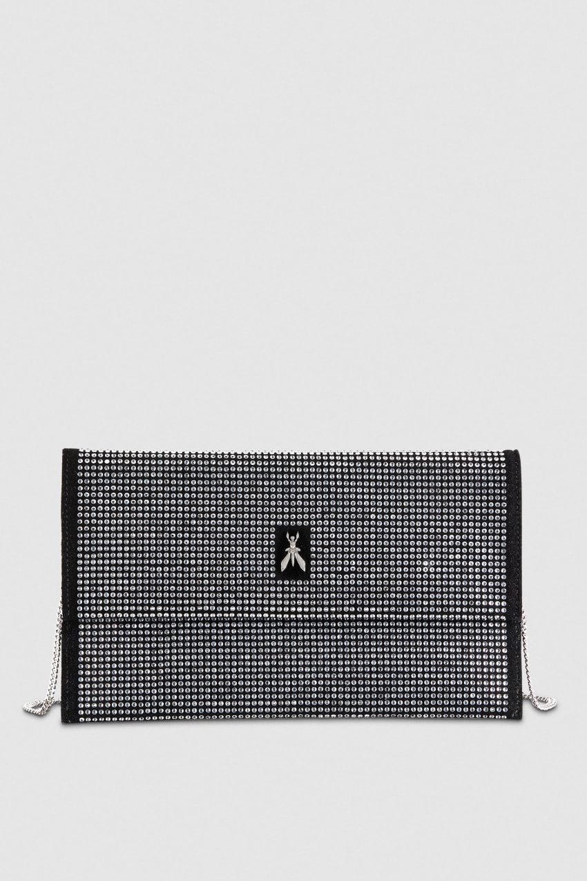 Patrizia Pepe Clutch Bag With Rhinestones And Shoulder Strap Zwart | 5796OXYHG