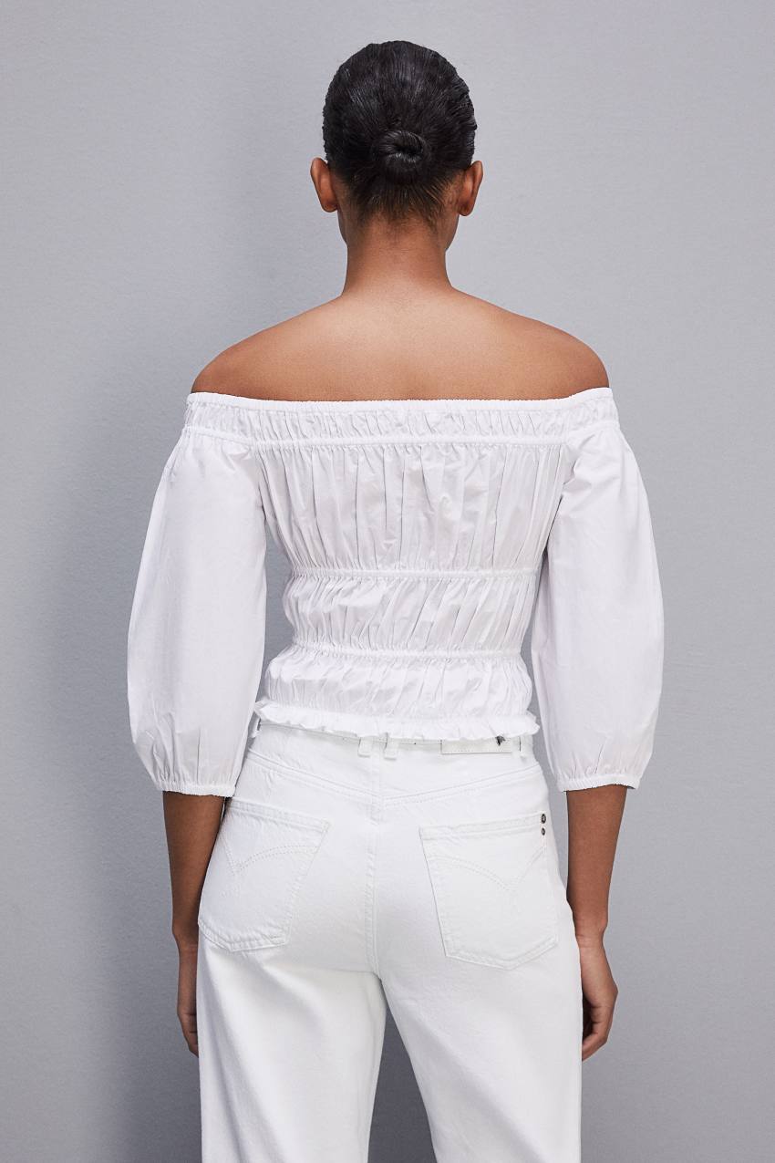 Patrizia Pepe Cotton Off-shoulder Top Wit | 1729EYXTZ