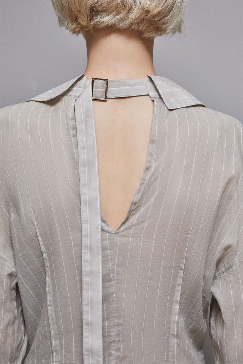 Patrizia Pepe Cotton Pinstripe Shirt Grijs | 0372CUWYP