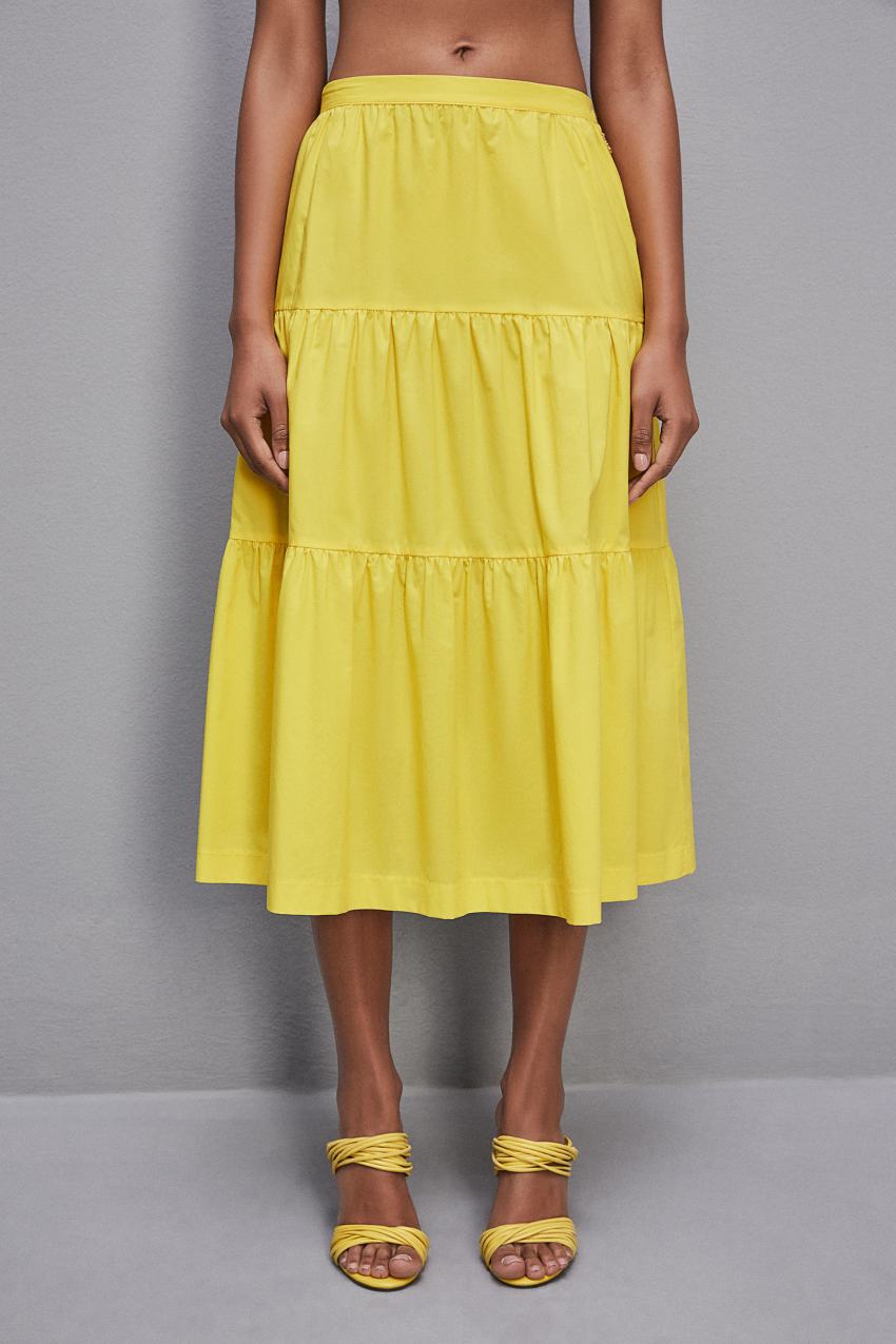 Patrizia Pepe Cotton Poplin Midi Skirt Geel | 9517ZKJEW