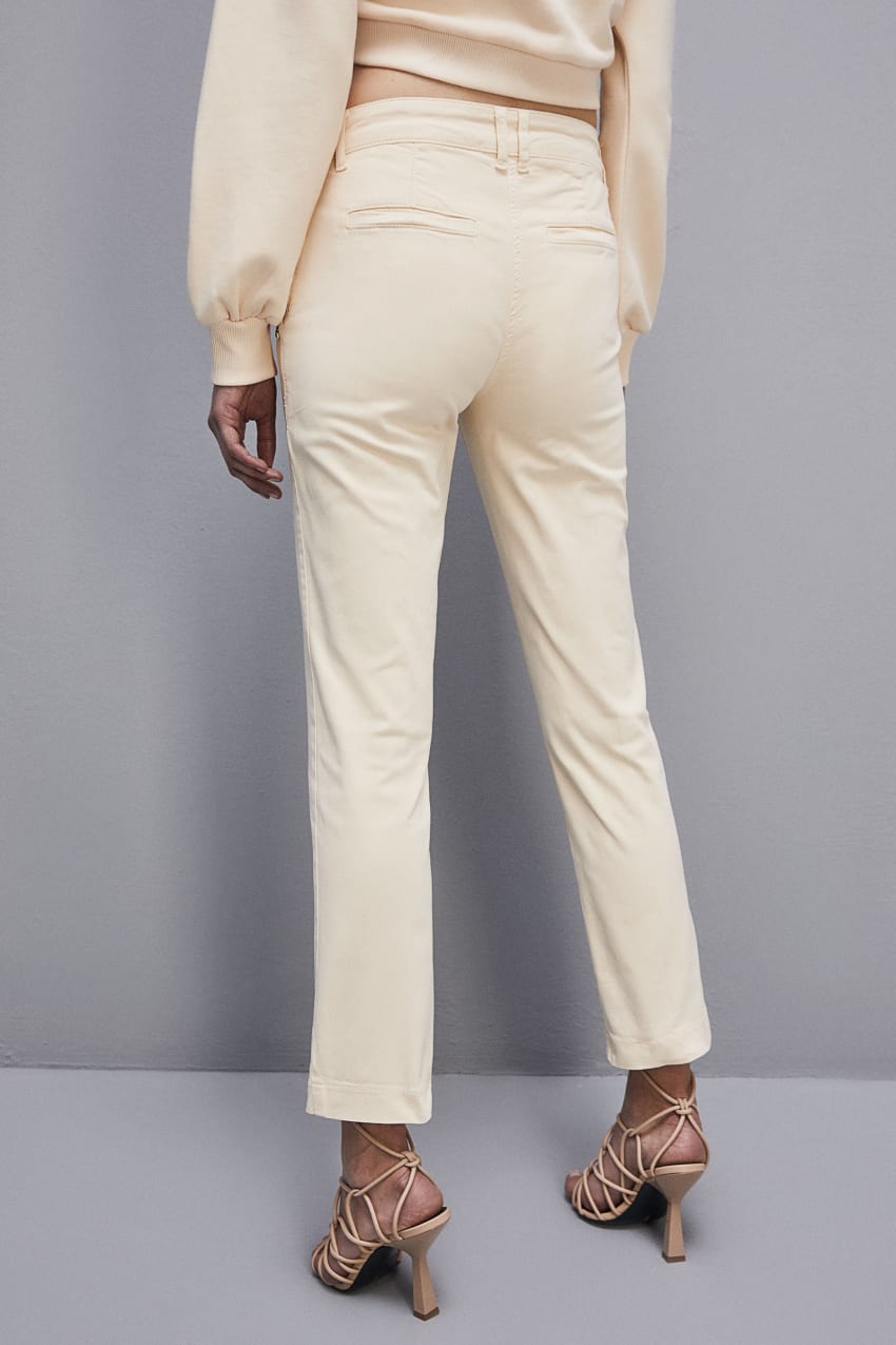 Patrizia Pepe Cotton Satin Chino Pants Beige | 0418LRIPZ