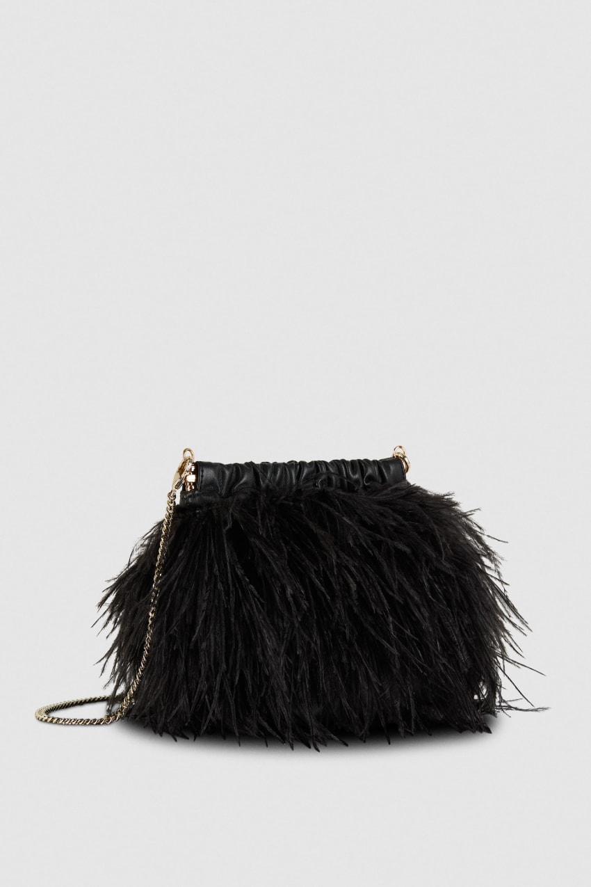 Patrizia Pepe Crossbody Bag With Feathers Zwart | 1348TEGWZ