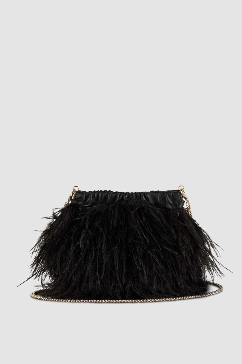 Patrizia Pepe Crossbody Bag With Feathers Zwart | 1348TEGWZ