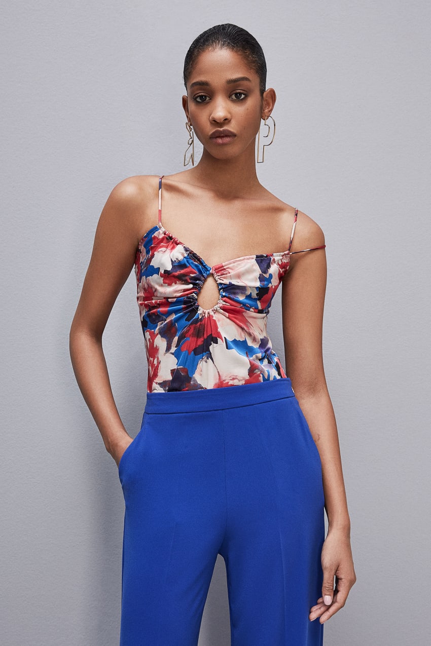 Patrizia Pepe Cut-out Top With Straps In Viscose Satin Gekleurd | 0426ZTXLU