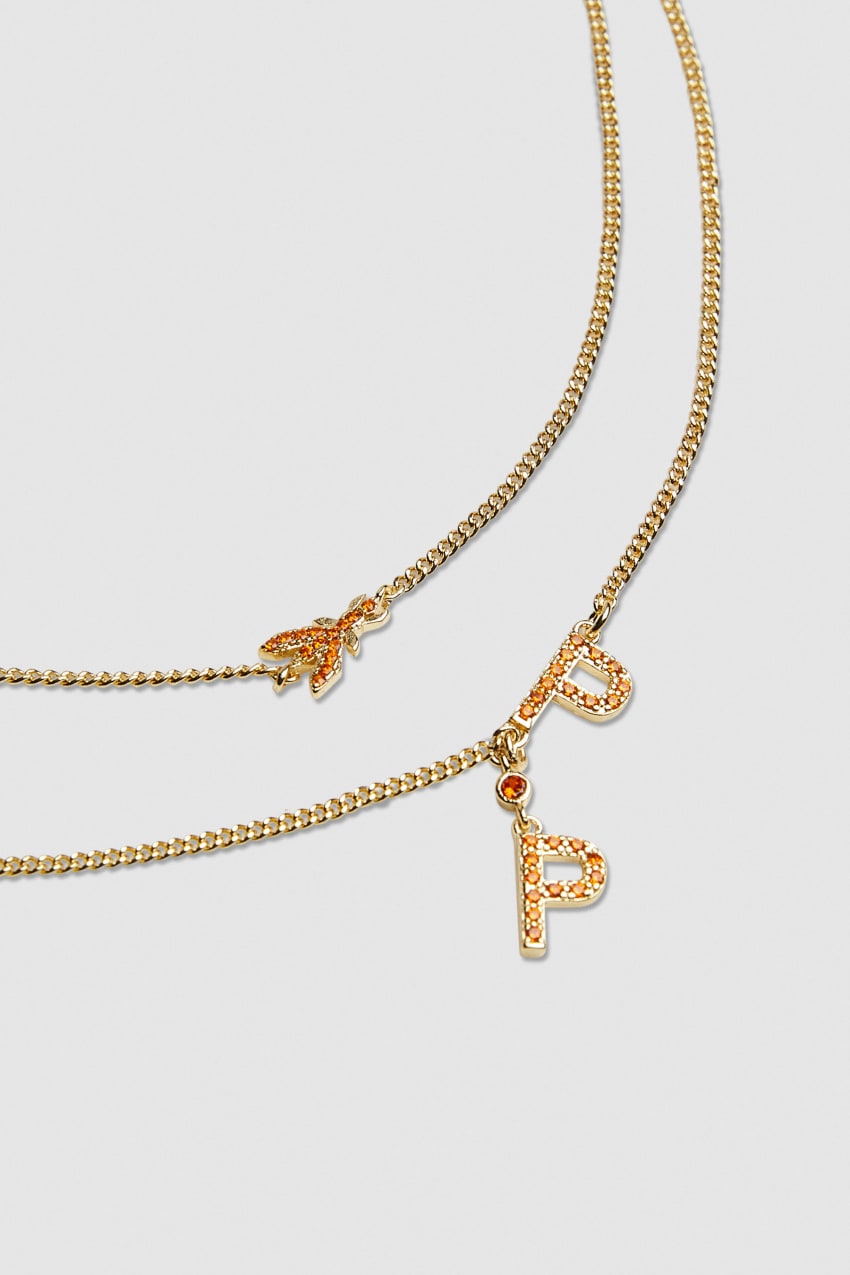 Patrizia Pepe Double Chain Brass Necklace Oranje | 5674SCRFG