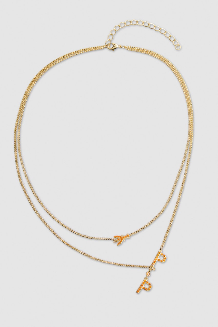 Patrizia Pepe Double Chain Brass Necklace Oranje | 5674SCRFG