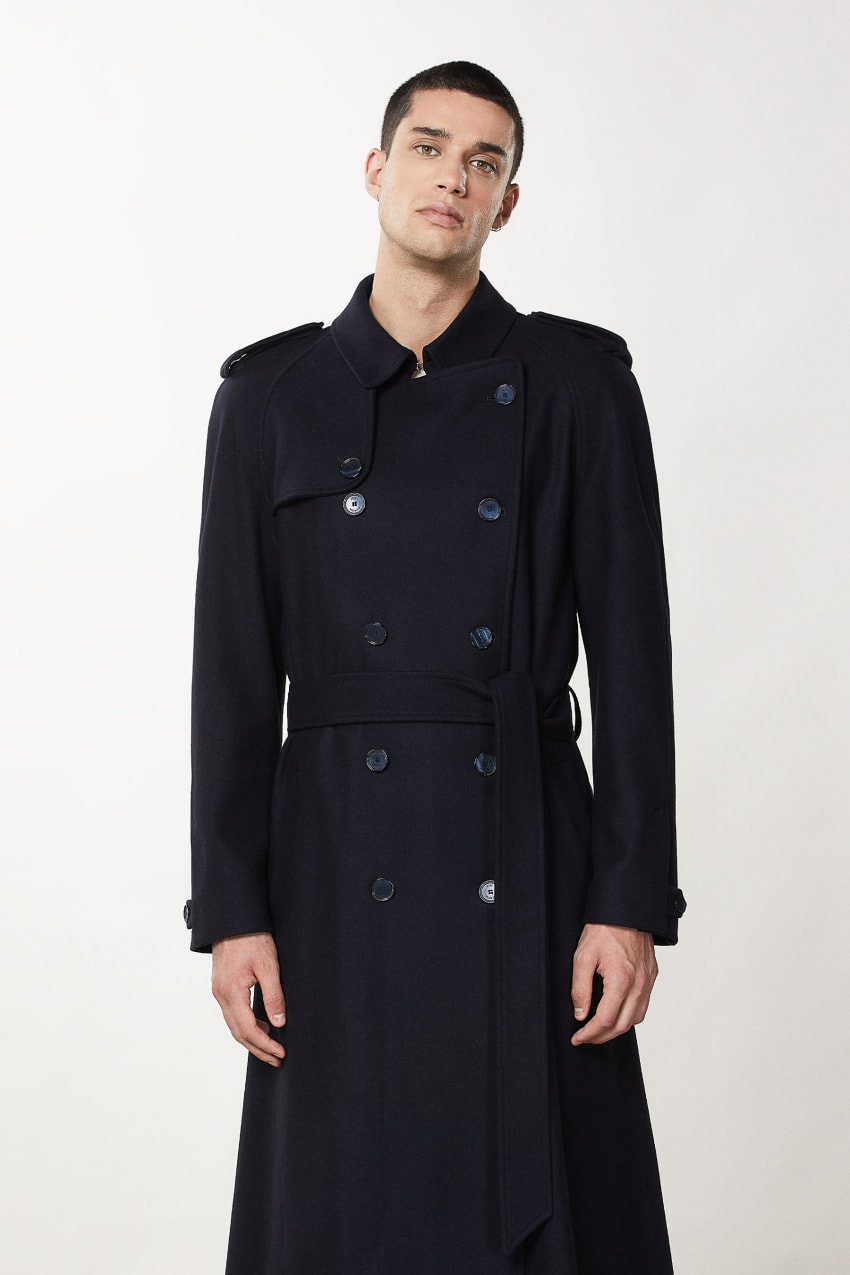 Patrizia Pepe Double-breasted Wool-blend Trench Coat Blauw | 1976LYTJS