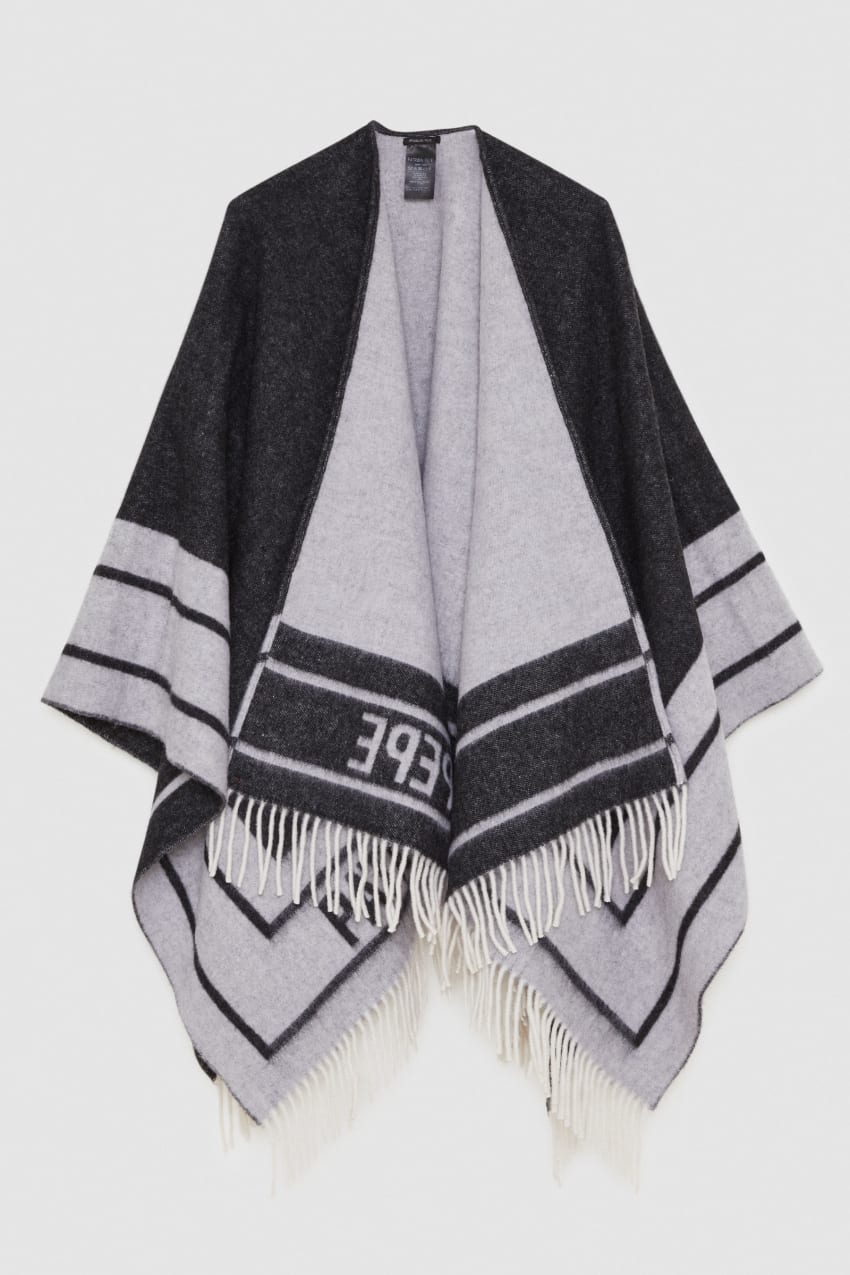 Patrizia Pepe Double-faced Fringed Poncho Zwart | 4193ITLOD