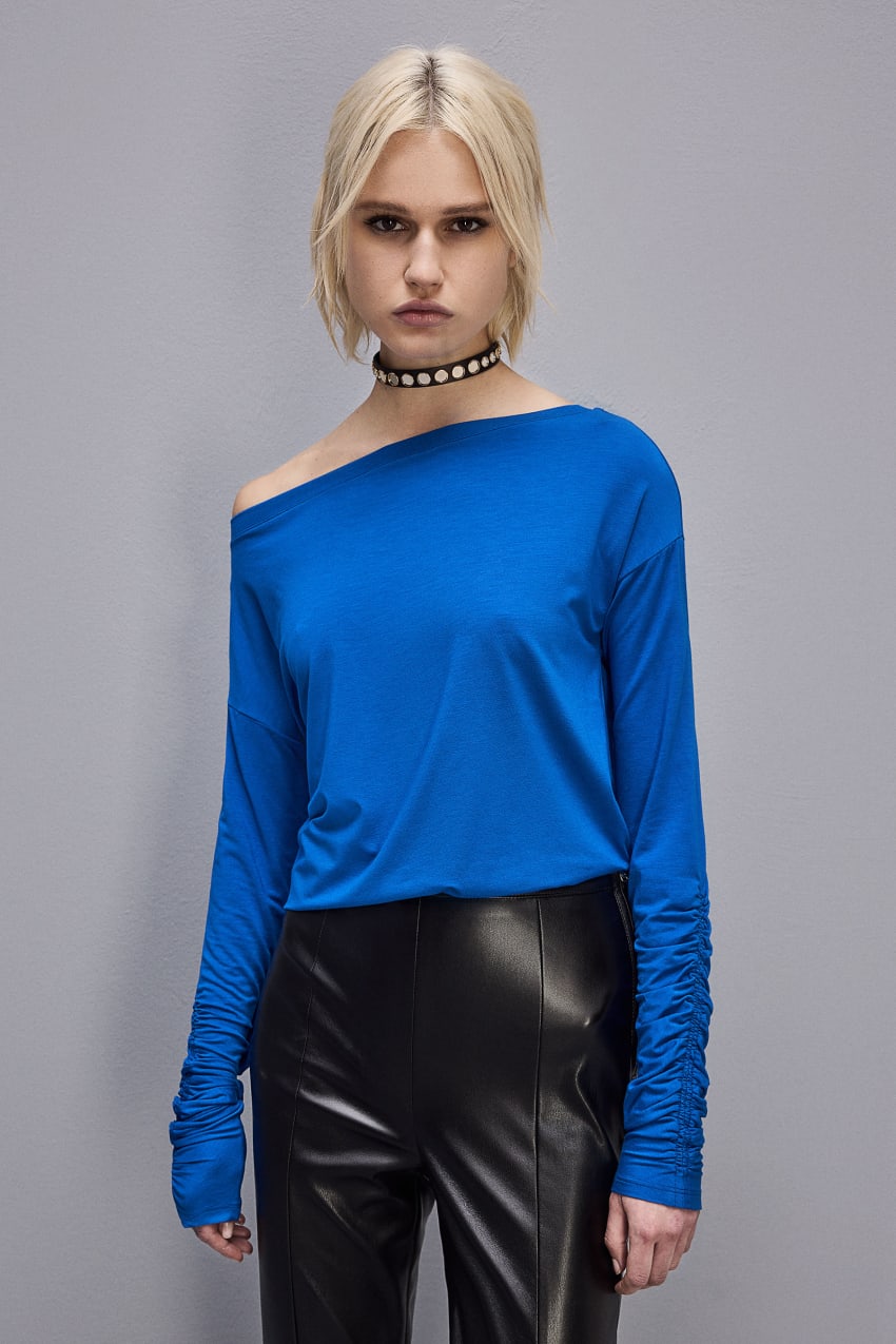 Patrizia Pepe Dropped Shoulder Jersey T-shirt Blauw | 8517ADCEL