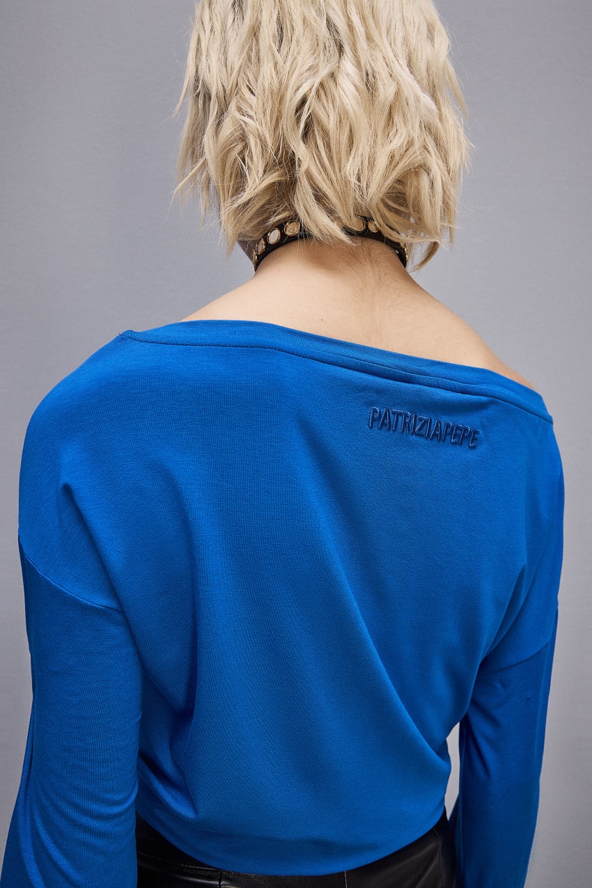 Patrizia Pepe Dropped Shoulder Jersey T-shirt Blauw | 8517ADCEL