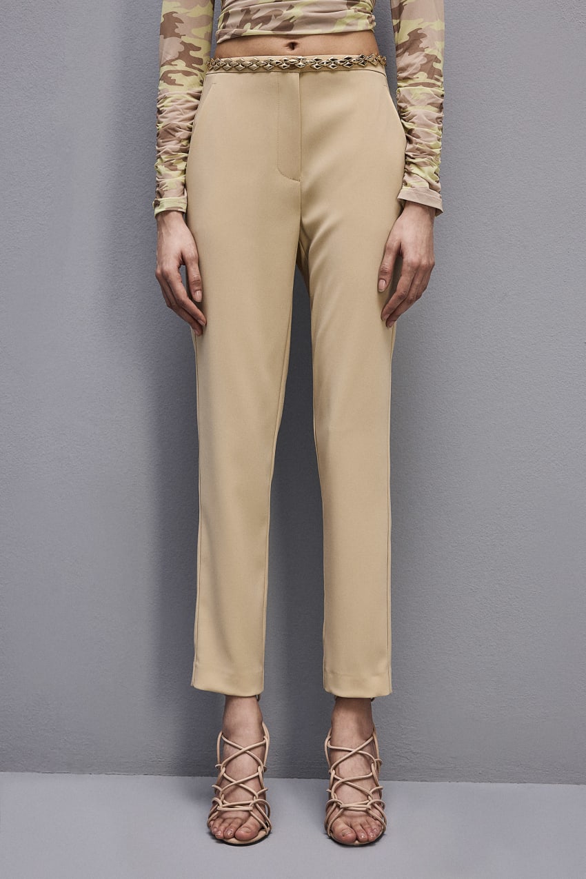 Patrizia Pepe Essential Cigarette Pants Beige | 8061GNSAT