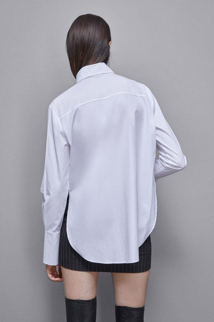 Patrizia Pepe Essential Cotton Shirt With Pocket Wit | 0458BQKXV