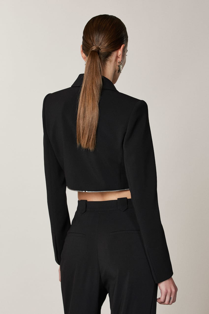 Patrizia Pepe Essential Crepe Jacket With Zipper Zwart | 0196REULF