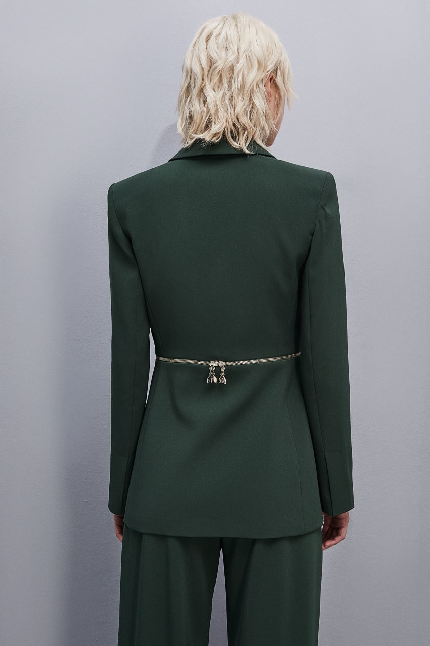 Patrizia Pepe Essential Crepe Jacket With Zipper Groen | 8614HMKEJ