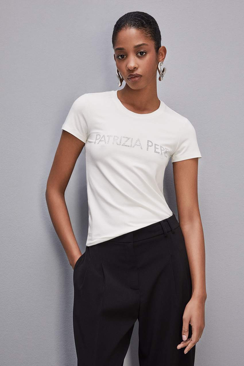 Patrizia Pepe Essential T-shirt Wit | 4107QIBEU