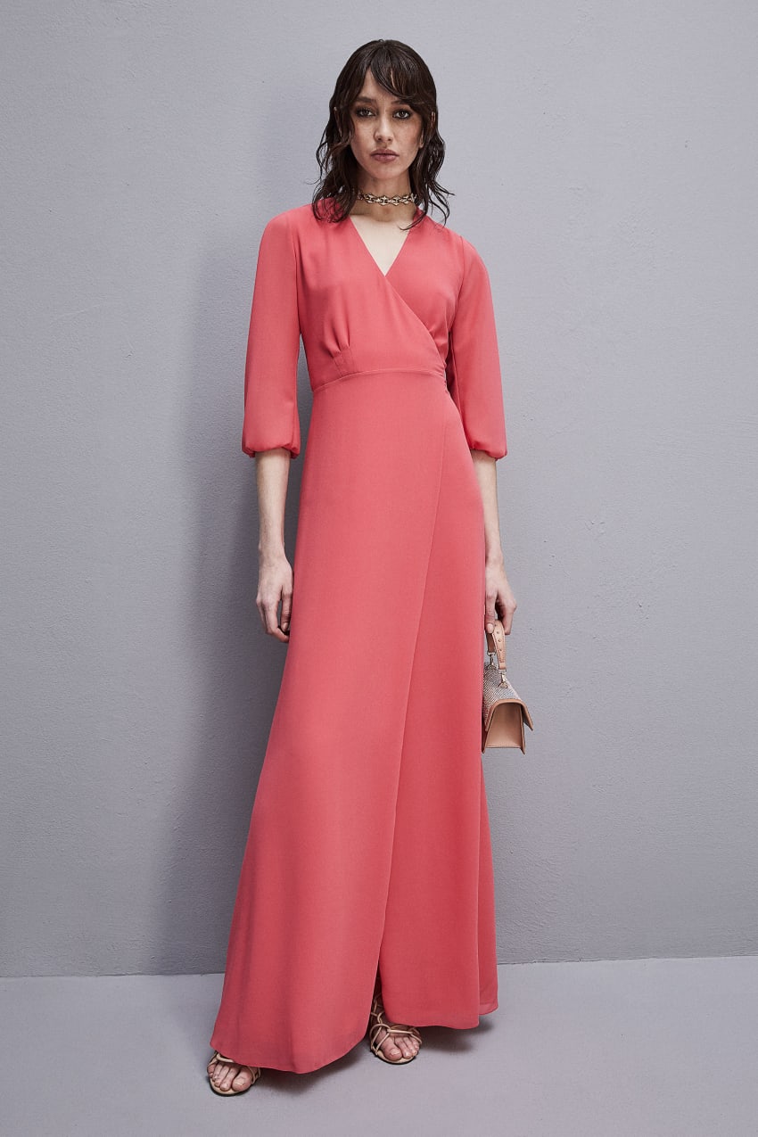 Patrizia Pepe Extra Long Wrap Dress In Georgette Roze | 1798ODANS