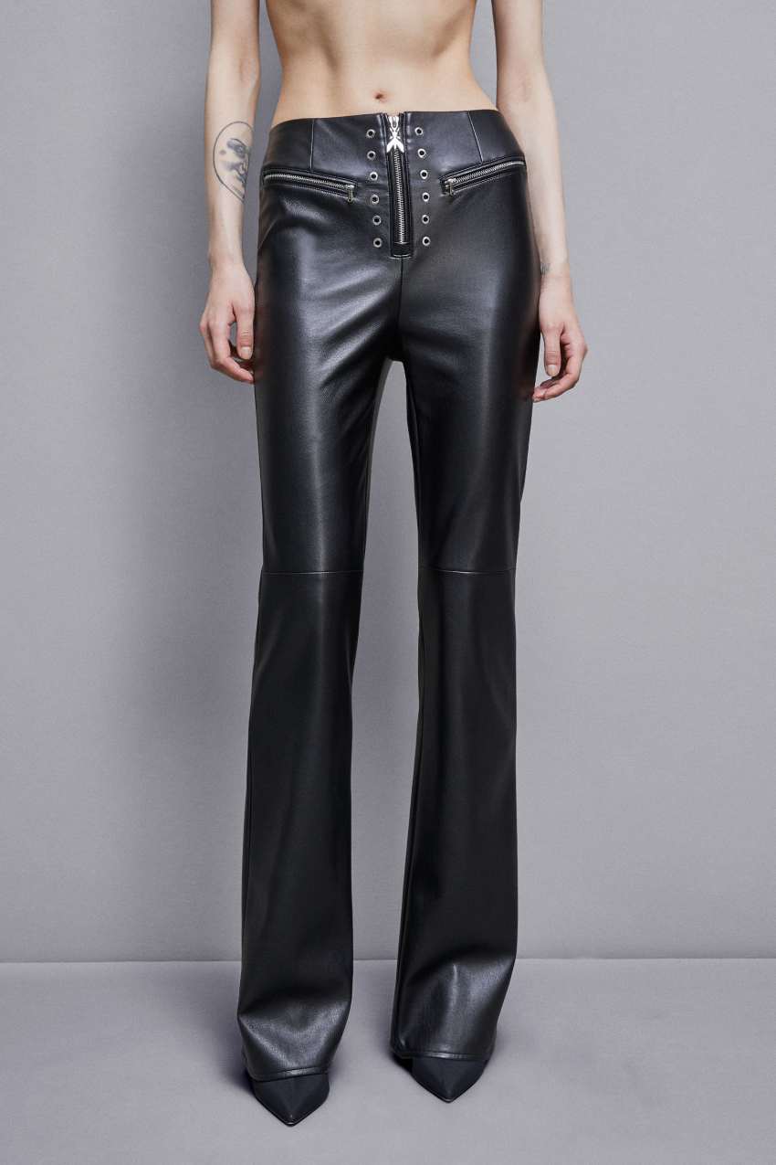 Patrizia Pepe Faux Leather High-waisted Flared Pants Zwart | 5084PSBJH