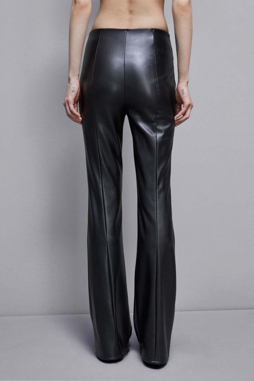 Patrizia Pepe Faux Leather High-waisted Flared Pants Zwart | 5084PSBJH