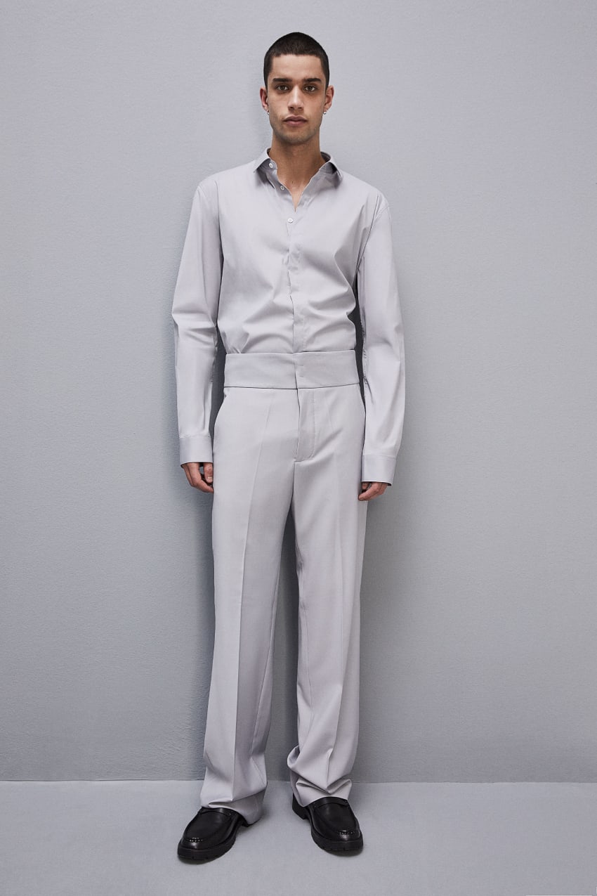 Patrizia Pepe Fitted Shirt Without Pleats In Viscose Twill Grijs | 4153ANTPG