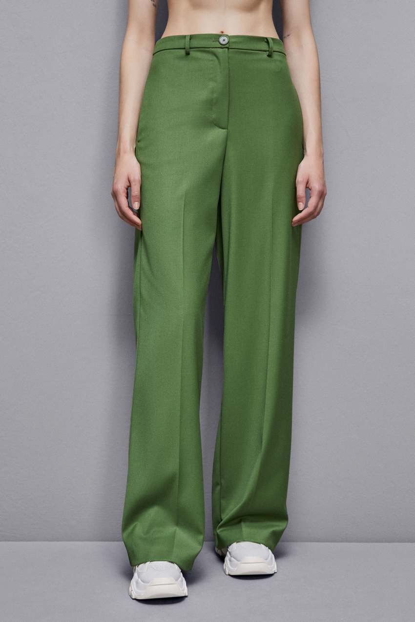 Patrizia Pepe Flannel Pants With Pleats Groen | 8461KRWCB