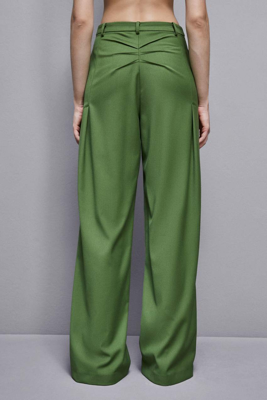 Patrizia Pepe Flannel Pants With Pleats Groen | 8461KRWCB