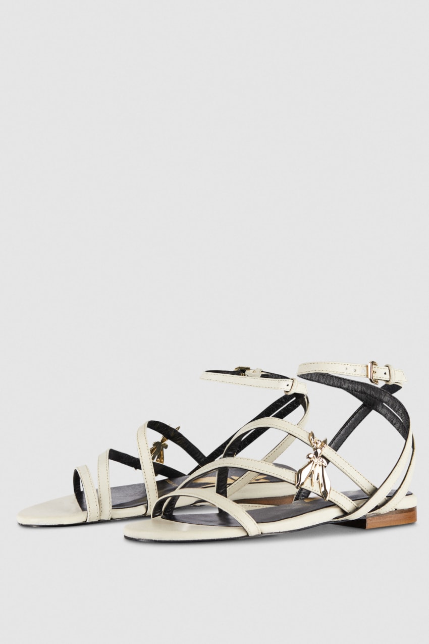 Patrizia Pepe Flat Leather Sandals Beige | 5749SBYGD