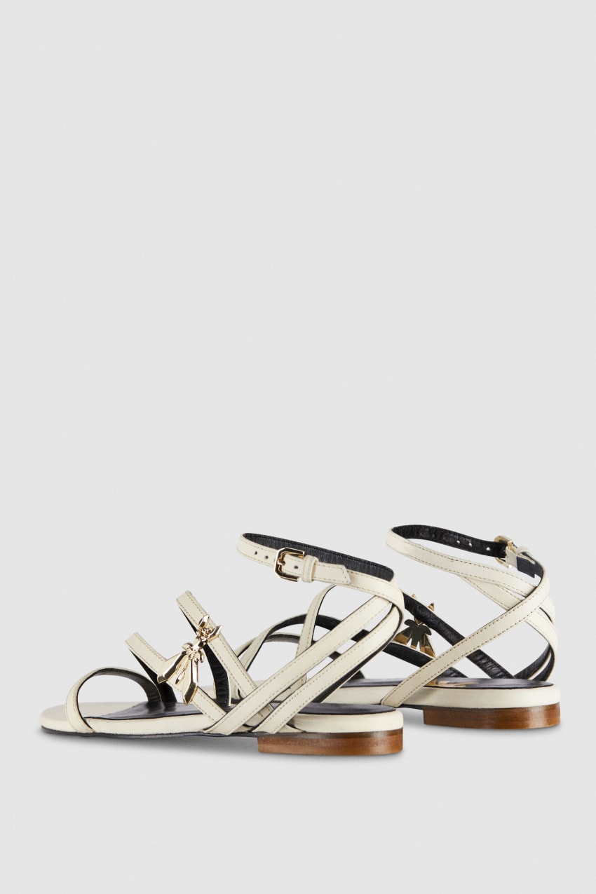 Patrizia Pepe Flat Leather Sandals Beige | 5749SBYGD