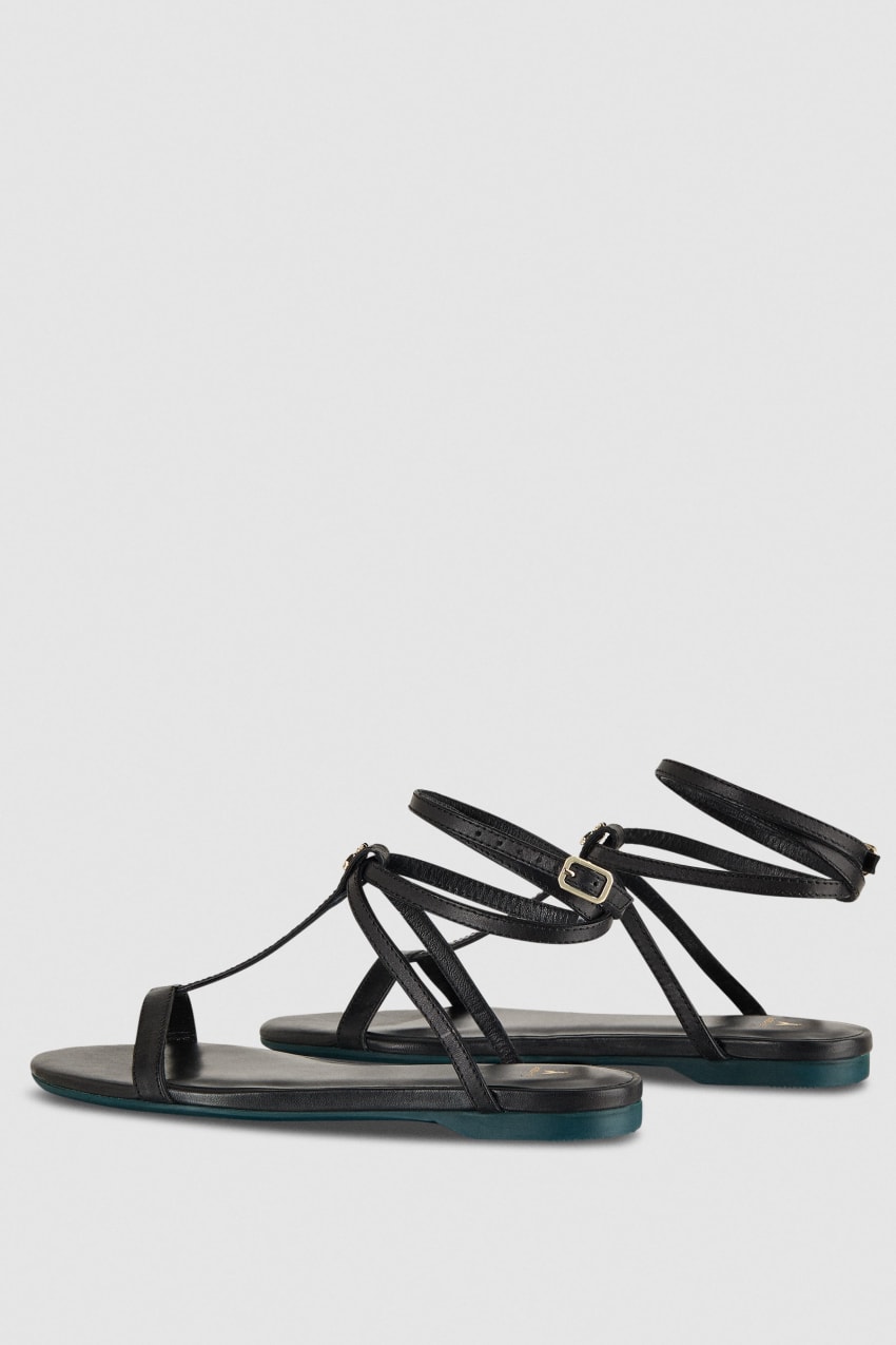 Patrizia Pepe Flat Sandals With Ankle Strap Zwart | 5903DVUFR