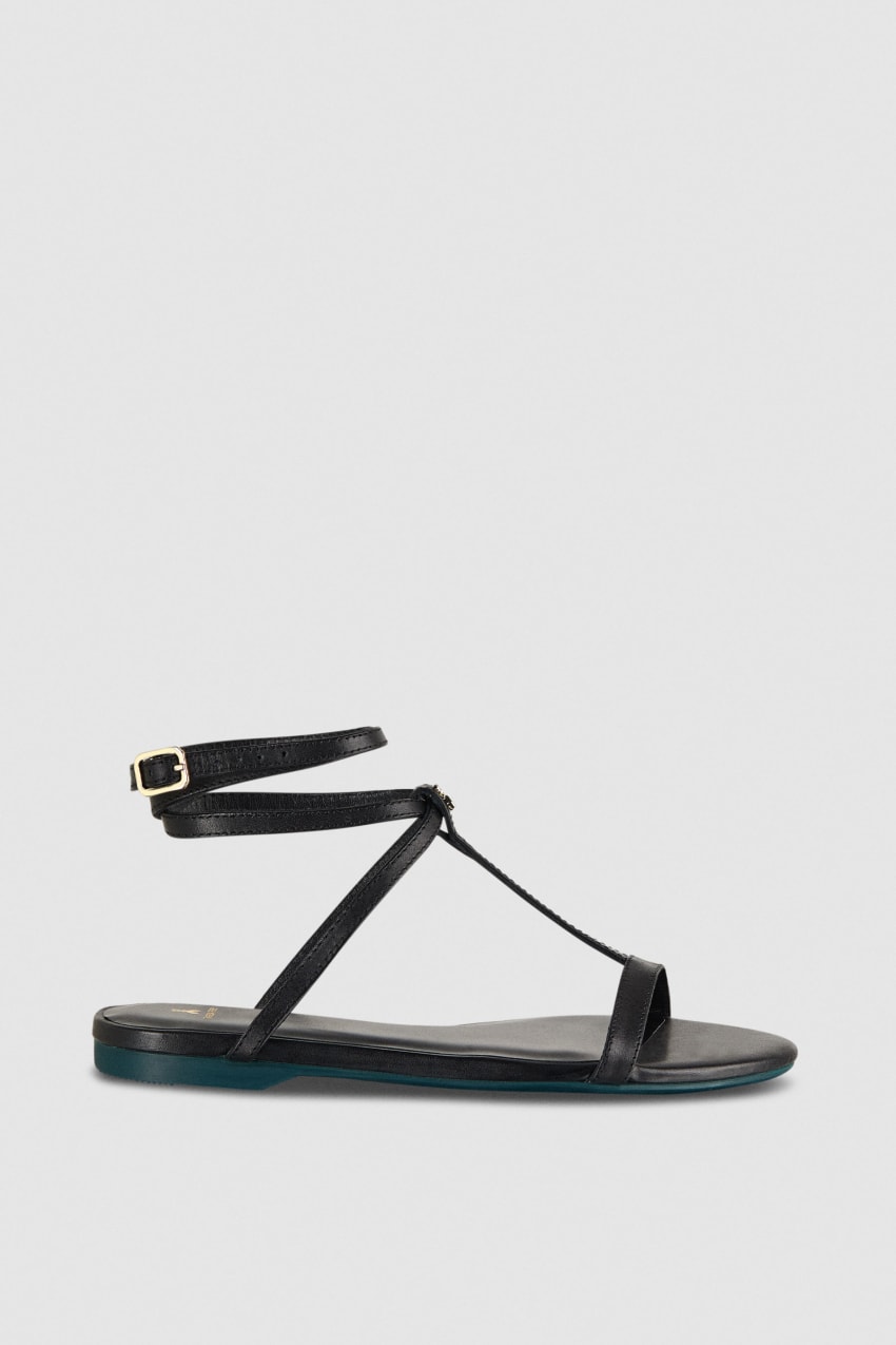 Patrizia Pepe Flat Sandals With Ankle Strap Zwart | 5903DVUFR