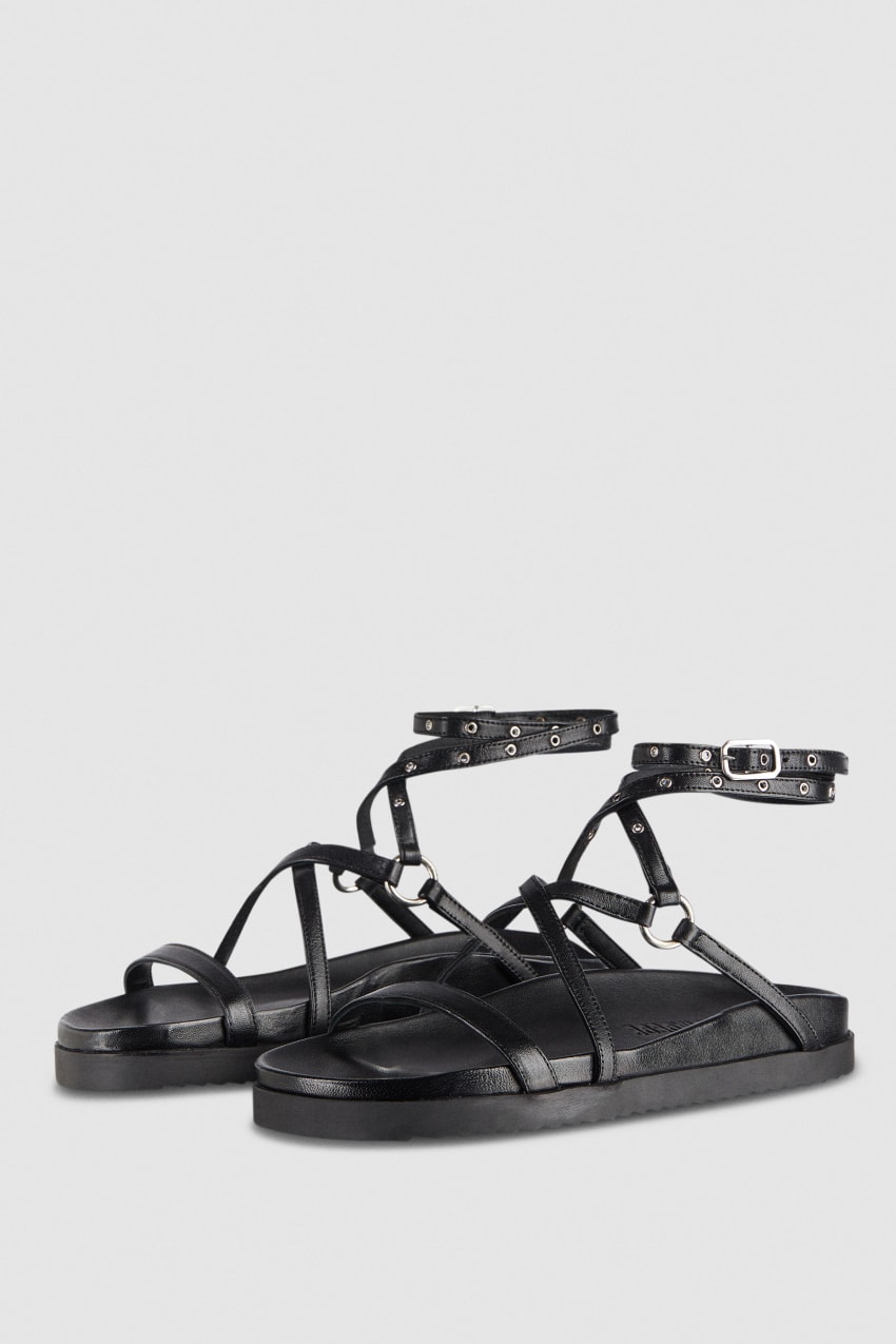 Patrizia Pepe Flat Sandals With Laces Zwart | 2468NWHGU