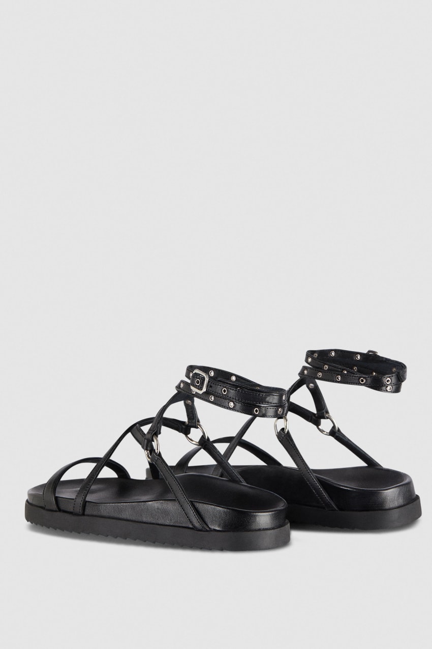 Patrizia Pepe Flat Sandals With Laces Zwart | 2468NWHGU