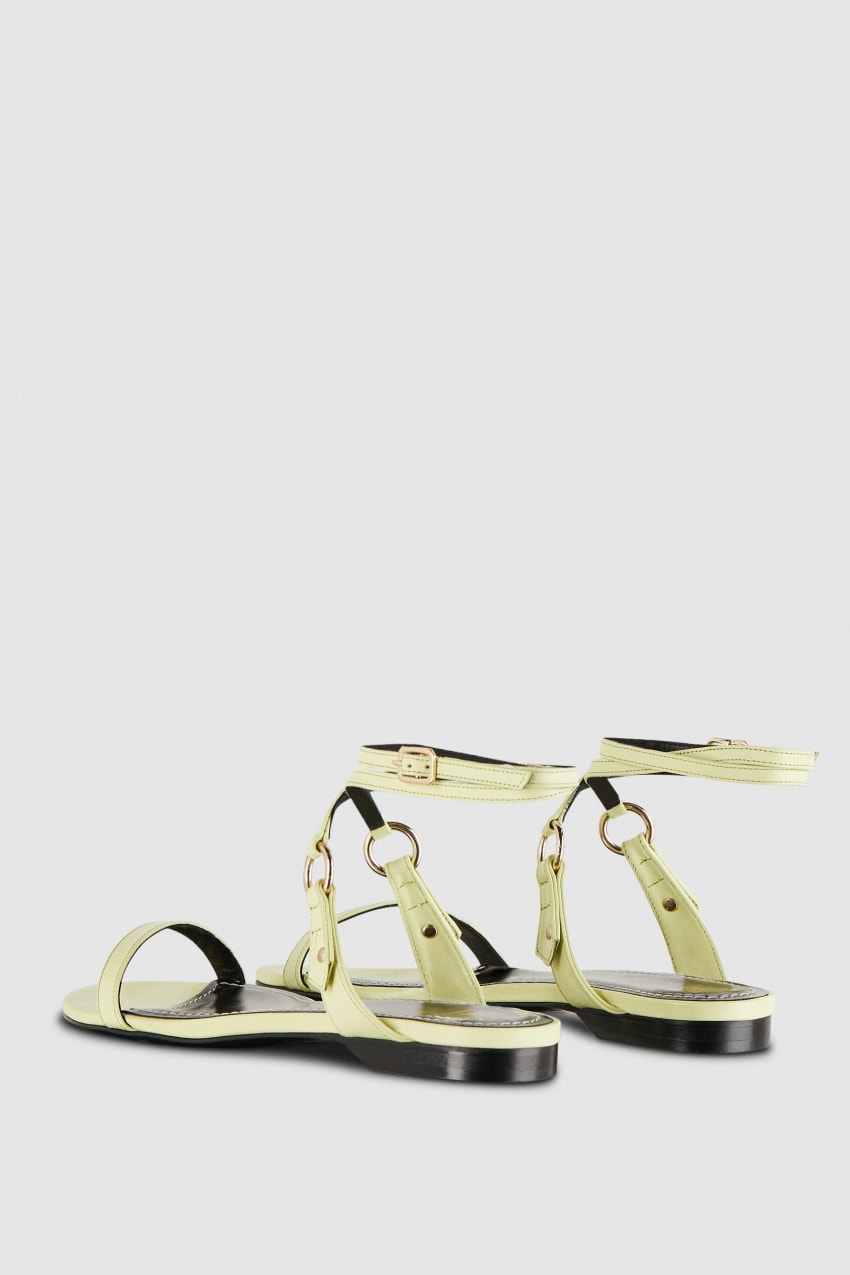 Patrizia Pepe Flat Smooth Leather Sandals Geel | 2835MKEOJ