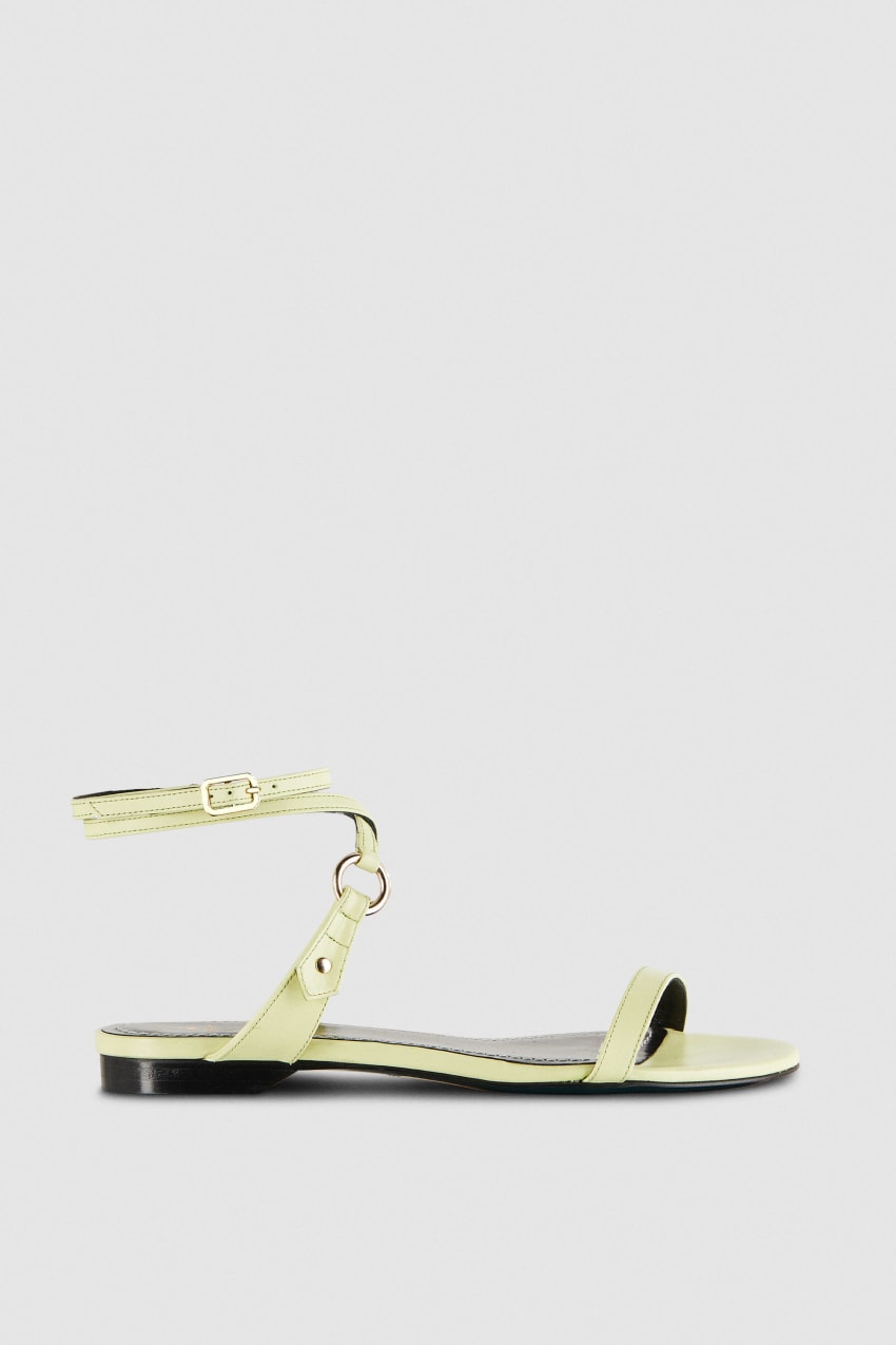 Patrizia Pepe Flat Smooth Leather Sandals Geel | 2835MKEOJ