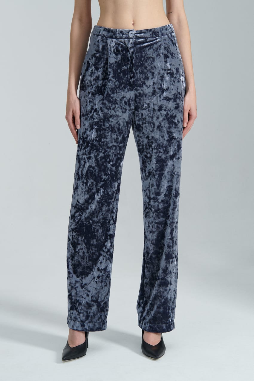 Patrizia Pepe Flowing Velvet Pants Blauw | 4613NMOFC