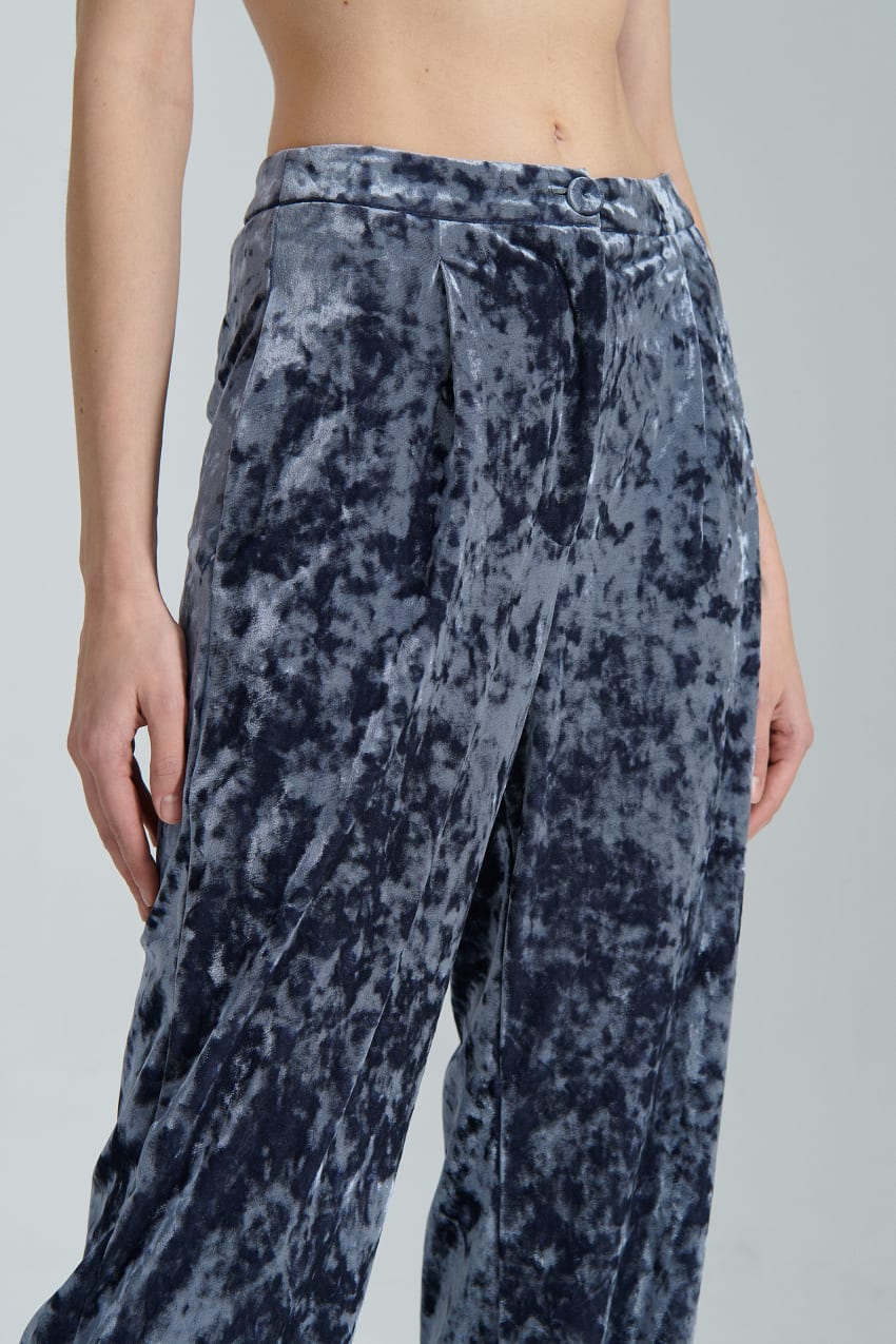 Patrizia Pepe Flowing Velvet Pants Blauw | 4613NMOFC