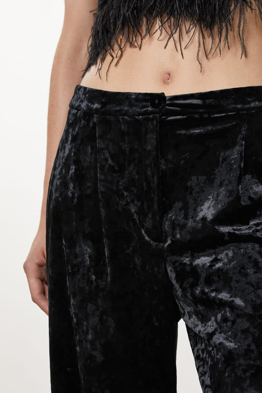 Patrizia Pepe Flowing Velvet Pants Zwart | 1095BPZQC