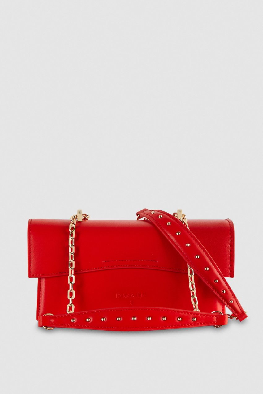 Patrizia Pepe Fly Bamby Shoulder Bag With Chain Rood | 7251JGEWP