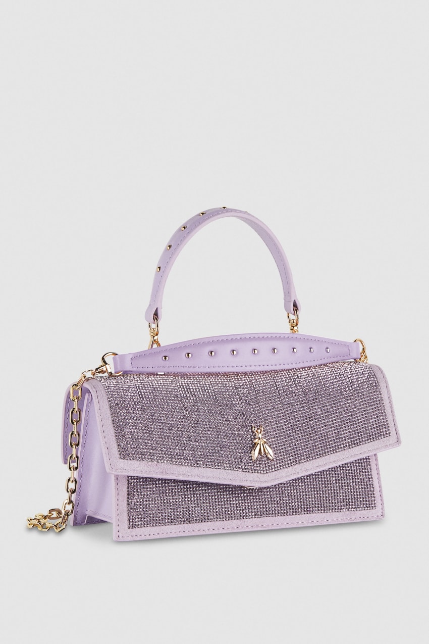 Patrizia Pepe Fly Bamby Shoulder Bag With Rhinestones Roze | 0476APCTV