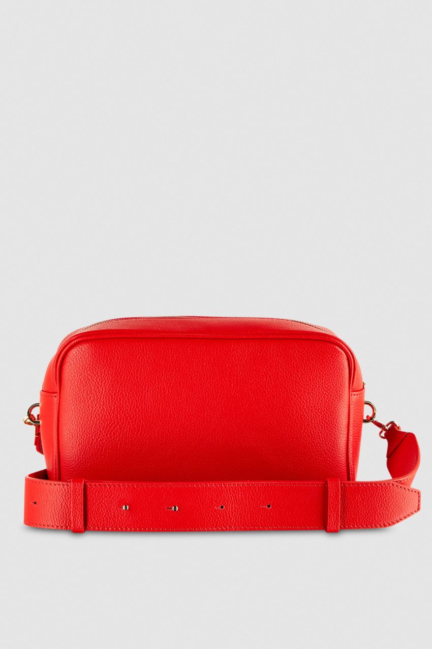 Patrizia Pepe Fly Camera Leather Bag With Chain Rood | 7956TDHUN