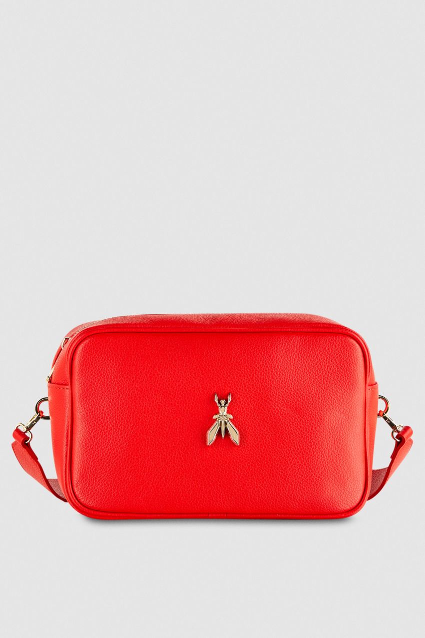 Patrizia Pepe Fly Camera Leather Bag With Chain Rood | 7956TDHUN