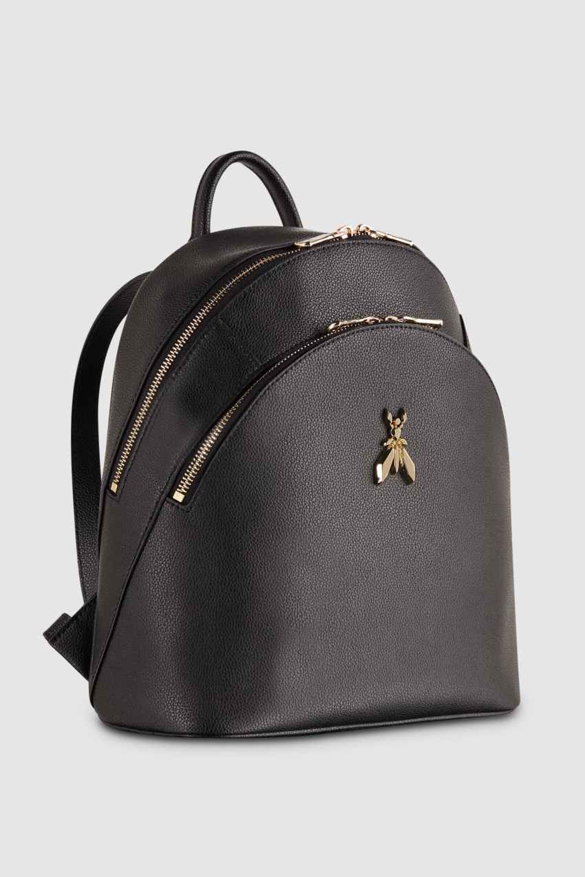 Patrizia Pepe Fly Leather Backpack With Double Pocket Zwart | 4170IZBVH