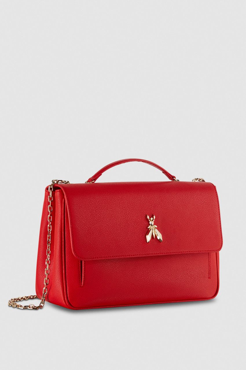 Patrizia Pepe Fly Leather Shoulder Bag With Chain Rood | 7946MXELN