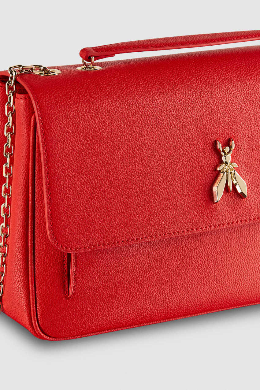 Patrizia Pepe Fly Leather Shoulder Bag With Chain Rood | 7946MXELN