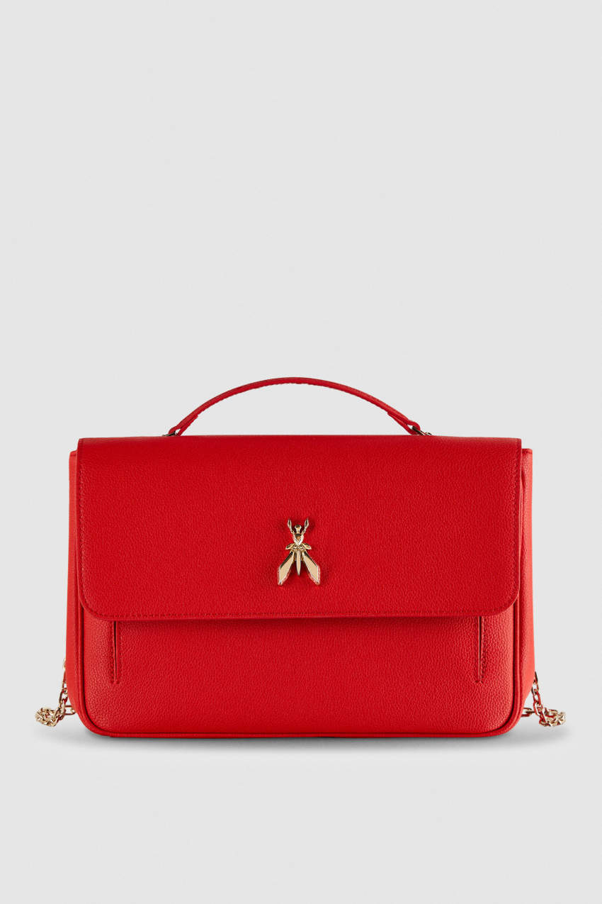 Patrizia Pepe Fly Leather Shoulder Bag With Chain Rood | 7946MXELN