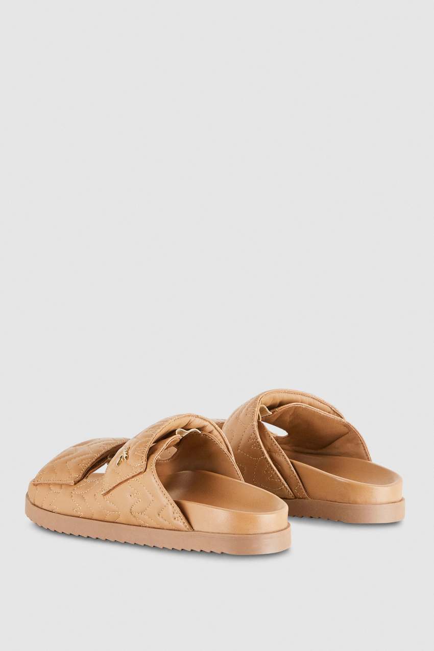 Patrizia Pepe Fly Slippers Monogram Beige | 9624ZMLAO