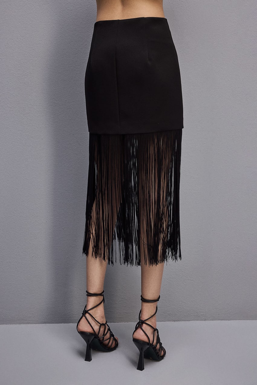 Patrizia Pepe Fringed Miniskirt Zwart | 3471YXBHD