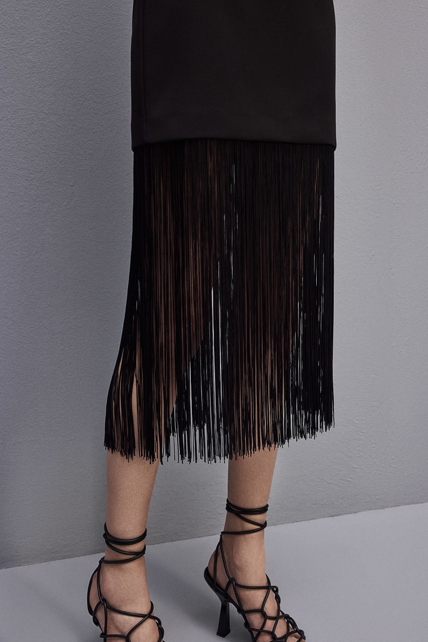 Patrizia Pepe Fringed Miniskirt Zwart | 3471YXBHD