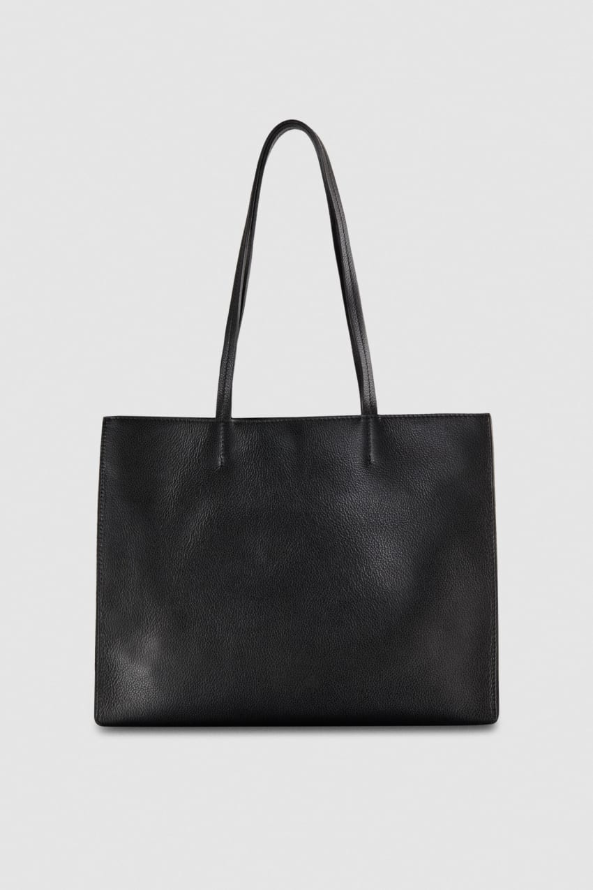 Patrizia Pepe Hammered Leather Shopping Bag Zwart | 4910VPHSY